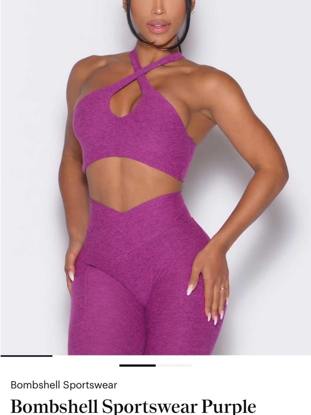 Bombshell Sportswear Magenta Cross-Strap Keyhole sports bra